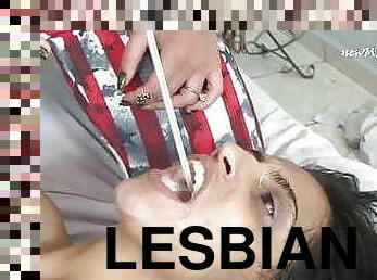 лесбіянка-lesbian, рабиня, секс-із-трьома-партнерами, поцілунки, пані, жінка-домінантка