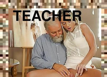 OLD4K. Old geography teacher fucks slutty blonde in various positions