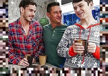 Young Twink Boy Stepson&#039;s Threesome Christmas Fuck With Dad