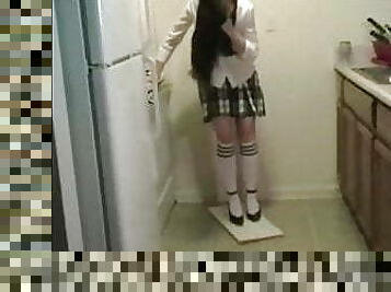 Nerdy Schoolgirl Stuck in Glue