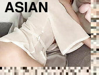 asiatique, masturbation, vieux, orgasme, chatte-pussy, jouet, point-de-vue, jeune-18, 18ans, gode