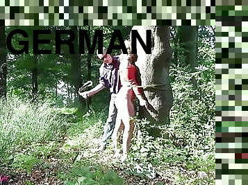 German submissive slut punished in forest