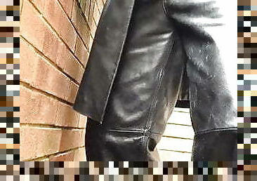 Leather jacking outdoors