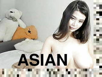 Hot Asian young girl masturbating on camera, squirt, dildo
