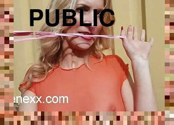 pisser, public, amateur, milf, maman, blonde, britannique, mère, solo, minijupe