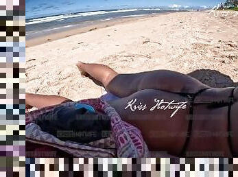 gros-nichons, public, chatte-pussy, femme, amateur, plage, salope, mignonne, seins, bikini