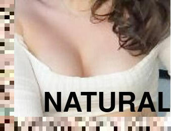natural breasts and big beautiful ass. masturbation through panties