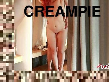sexy redhead fucked standing doggy in front of the mirror redpillgirl