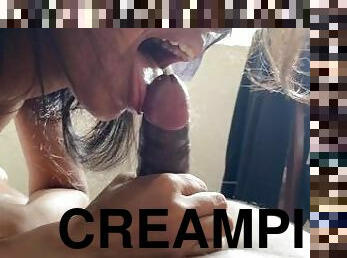 creampie, sperm, drikkende