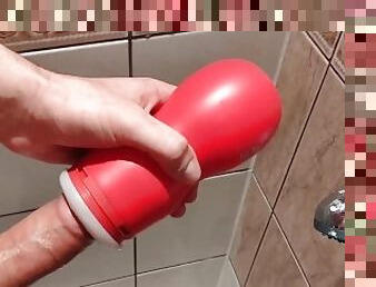 Young guy fuck his toy & cum hard