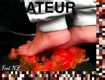 Tomato Squishing with Sweet Feet