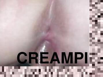 amatör, tonåring, creampie, pov, sprut, blond