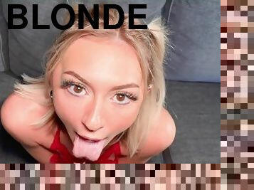 fisse-pussy, skønheder, deepthroat, fingering, tøs, synsvinkel, blond, knepning-fucking, lille, kvælning