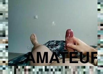 masturbation, amatör, cumshot, gigantisk-kuk, tysk, avrunkning, sprut, ensam, kuk