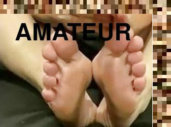 amateur, maduro, madurita-caliente, pies, a-solas