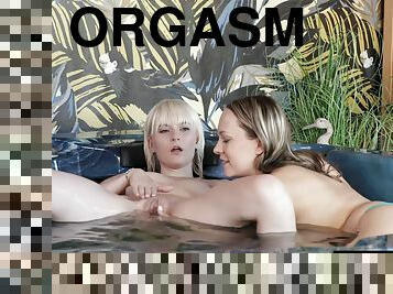 Viv Thomas, Miss Melissa And Blue Angel In Beautiful Blondes In A Hot Tub Bring Each Other To Orgasm