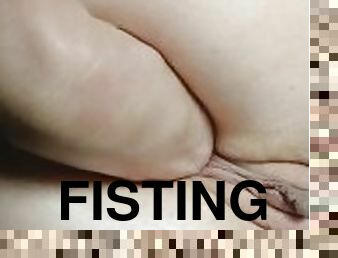 fisting, onani, orgasme, tissende, fisse-pussy, amatør, anal, snæver, dildo, nærbillede