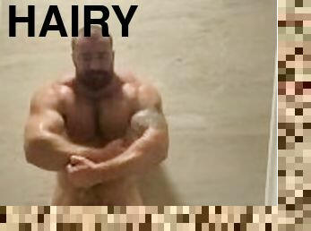 Thick Dick Bodybuilder Hard & Oozing In Shower Hot Hairy Beefy Alpha Musclebear Cocky Show Off Flex