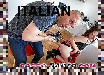 amatør, babes, blowjob, tenåring, deepthroat, ludder, kjøkken, cum, italiensk, dverg