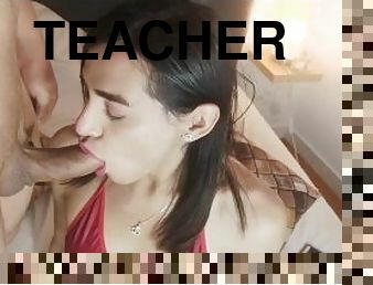 Sucking cock on her knees like the teacher ordered