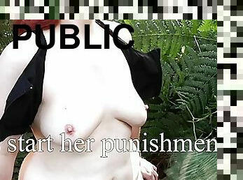 gros-nichons, en-plein-air, public, bdsm, naturel, seins, brutal, fessée, clignotant