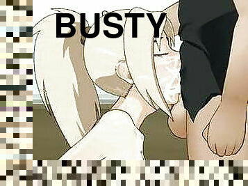 Busty Tsunade gets throatfucked and makes him cum non-stop  