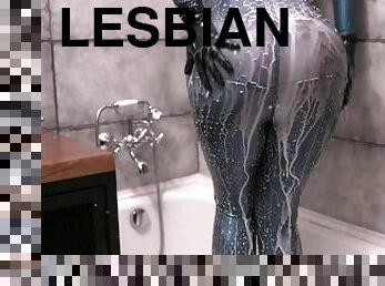 Latex Lesbian Bathroom Funny Petting Arya Grander