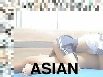 asiatique, étudiante, amateur, maison, couple, thaï, collège, ejaculation, petit-ami