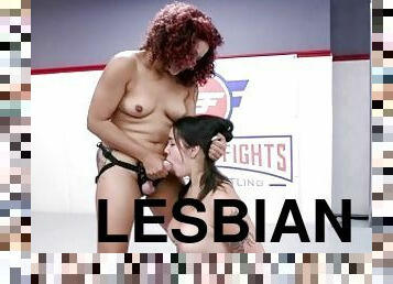 כוס-pussy, סטראפ-און, לסבית-lesbian, התאבקות, קשוח