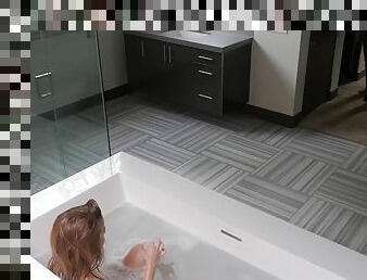 Lily ford invites stepbro to join her in a bath and fucks him like a pro