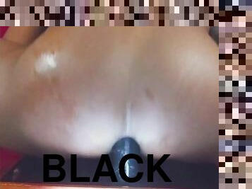 cul, masturbation, amateur, anal, ébène, énorme-bite, ados, black, chevauchement, gode