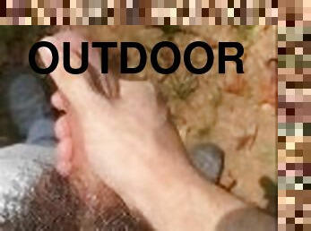 Twink jerking off outdoors with thick cumshot