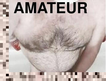 bad, masturbation, amatör, cumshot, juckande, dusch, ensam