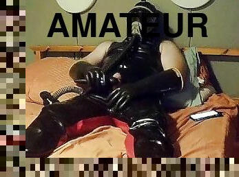 amateur, gay, ejaculation, fétiche, latex, solo, masque, caoutchouc