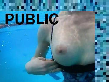 Public pool teasing stranger with camera
