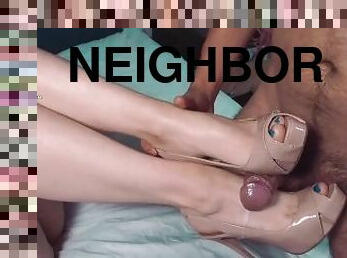 One shoe footjob from my sexy married neighbor