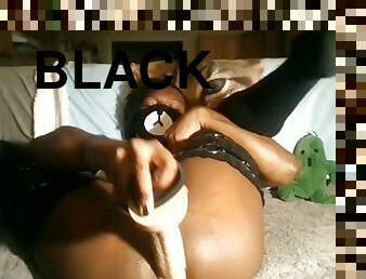 Black Femboy Plays with Girthy Dildo Pt. 2