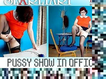 SEXRETARY Secretary shows pussy The boss shoots a naked secretary on video