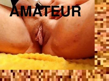 masturbation, fitta-pussy, amatör, tonåring, leksak, bbw, knubbig, dildo, ensam, vit