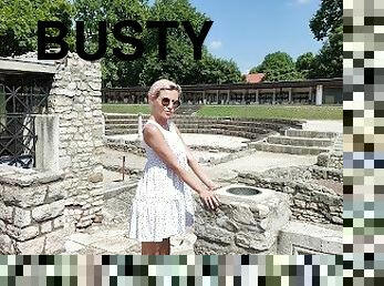BUSTY BLONDE STEP MOM GOES to the ROMAN RUINS with HER STEPSON LEARNS SOMETHING NEW!