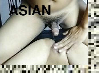 asiatisk, doggy, pussy, anal, hardcore, creampie, par, første-gang, filipinsk, våt