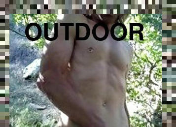 Naked Outdoor Purple Dick Squirt