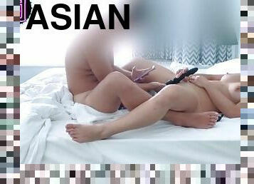 Asian girl fingering blowjob cowgirl