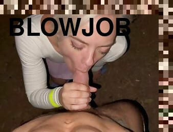 svær, utendørs, offentlig, amatør, blowjob, cumshot, stor-pikk, handjob, par, pov