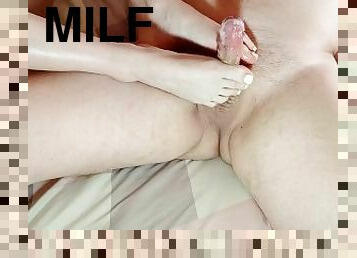 Footjob for my best friend ending with huge cum - Agata Anallove