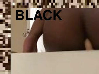 Black dude rides big dildo in bathroom - dildo vid 1