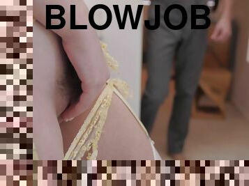 doggy, blowjob, hardcore, deepthroat, fingret, blond, høye-heler, små-pupper