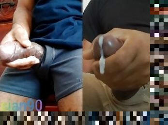 mastubasi, amatir, cumshot-keluarnya-sperma, penis-besar, homo, handjob-seks-dengan-tangan-wanita-pada-penis-laki-laki, hitam, sentakkan, sudut-pandang, sperma