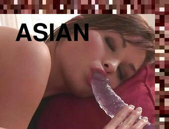 asiatique, masturbation, chatte-pussy, jouet, lingerie, naturel, gode, solo, rasé, blanc
