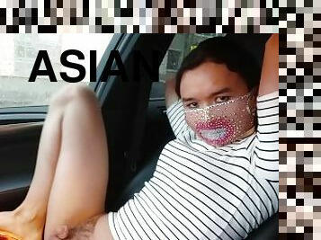 asiatique, cul, voiture, ladyboy, douce, belle, poupée, jambes, masque